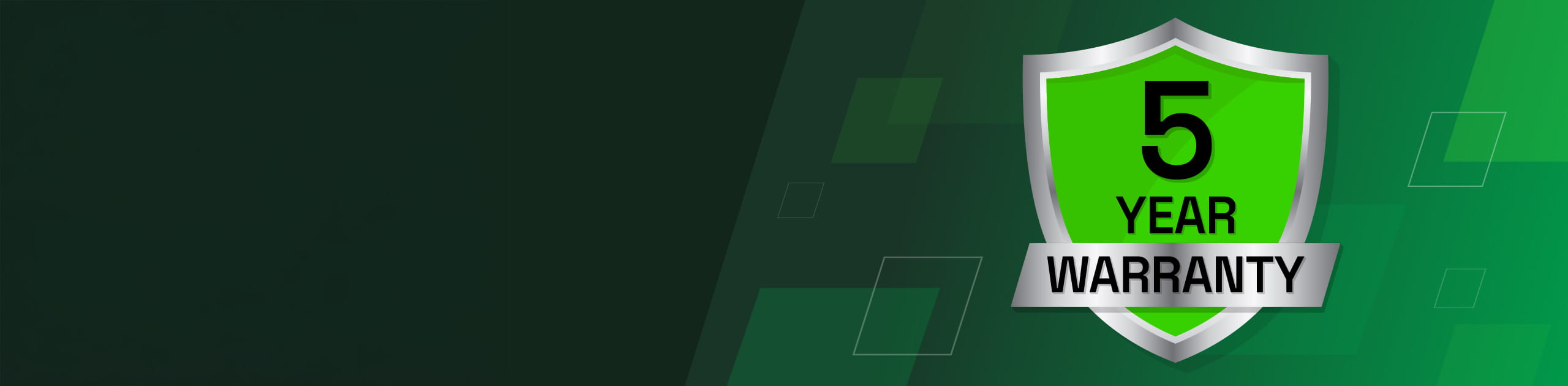 Banner showing Nidec Drives 5 year warranty logo