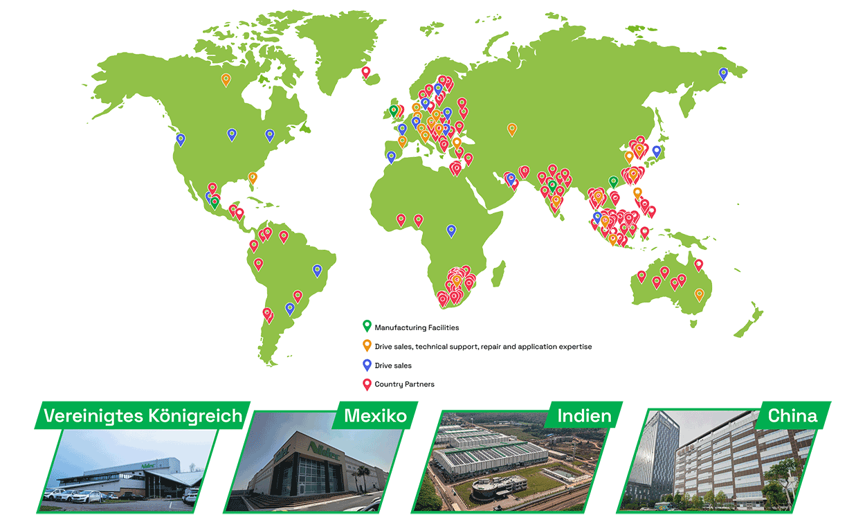 Nidec Drives global HVACR supply and support map