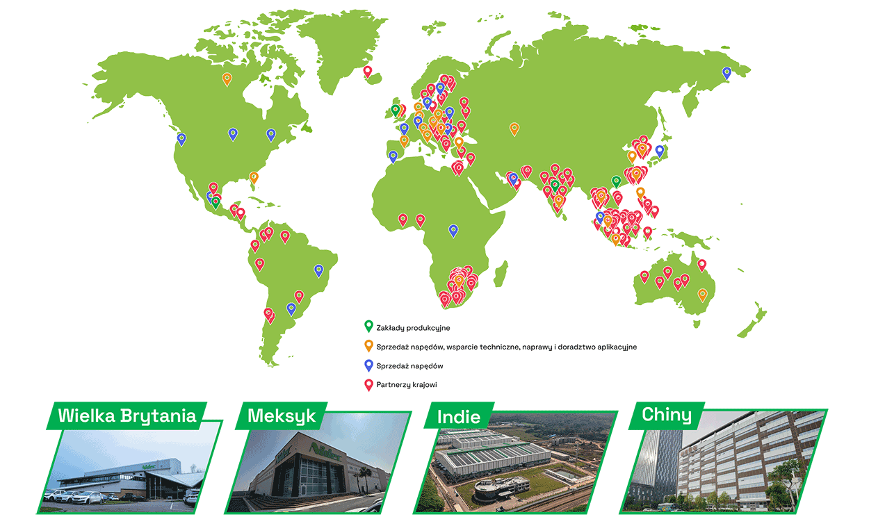 Nidec Drives global HVACR supply and support map