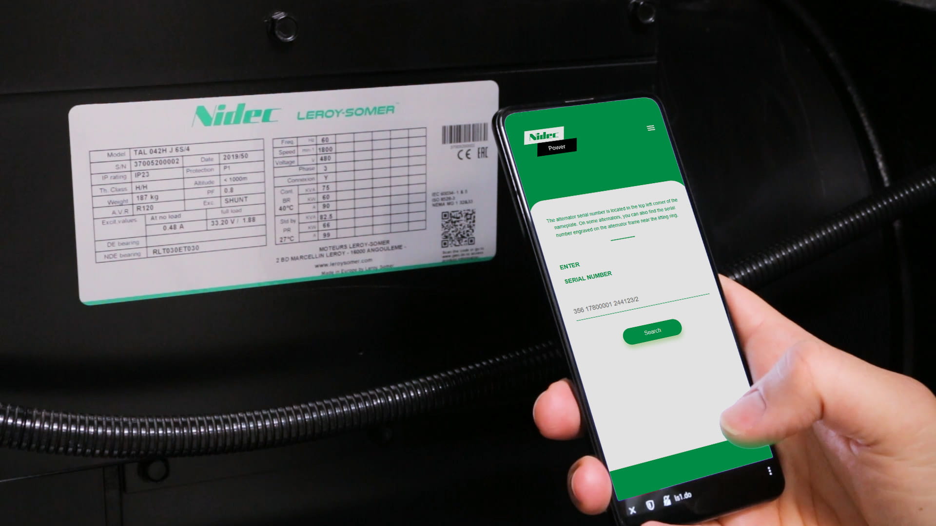 Scan a QR code on an alternator from the GENDO website