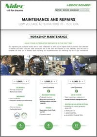 MAINTENANCE AND REPAIRS FOR LOW VOLTAGE ALTERNATORS 10 - 1500 KVA