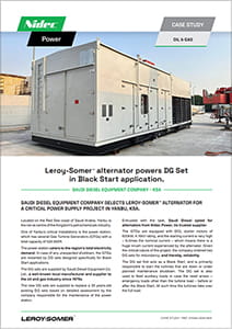 Leroy-Somer TM alternator powers DG Set in Black Start application